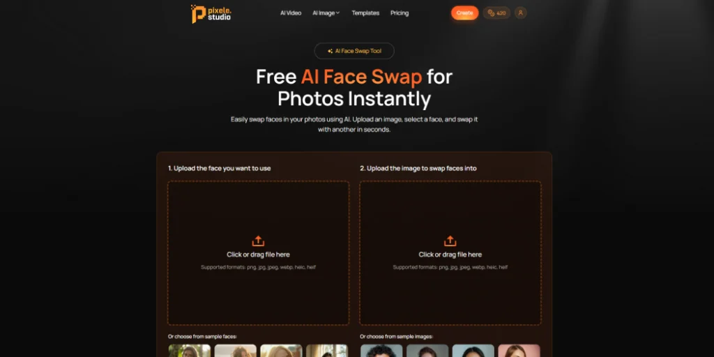 Step 1 Open the Pixele Studio Face Swap page