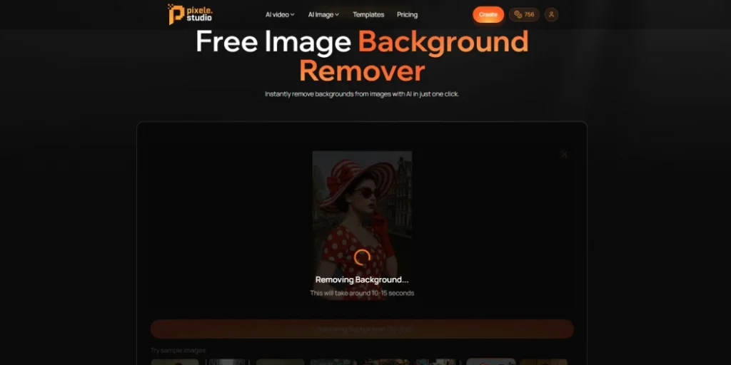 Step 2 Pixele Studio AI works its magic until you have an image with a removed background